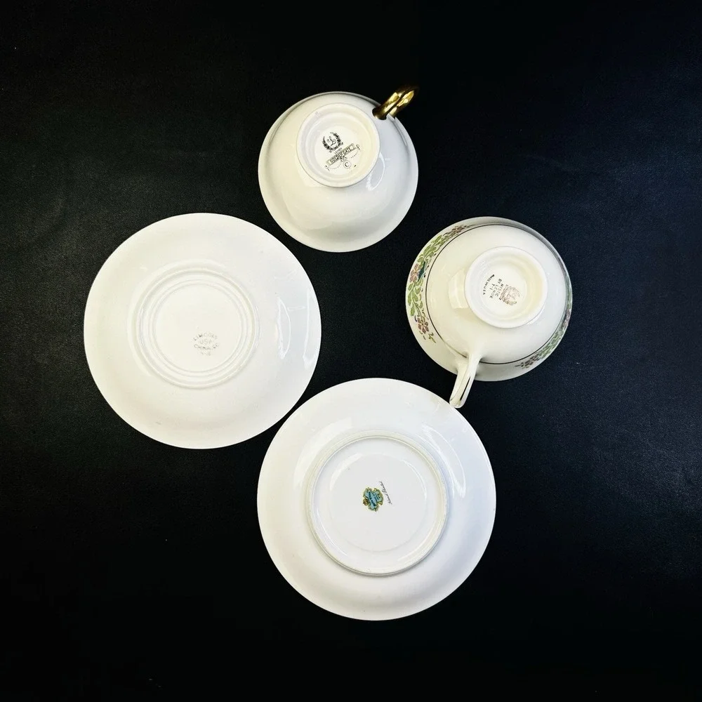 Mismatched Tea Cups & Saucers Set Of 2 Vintage China